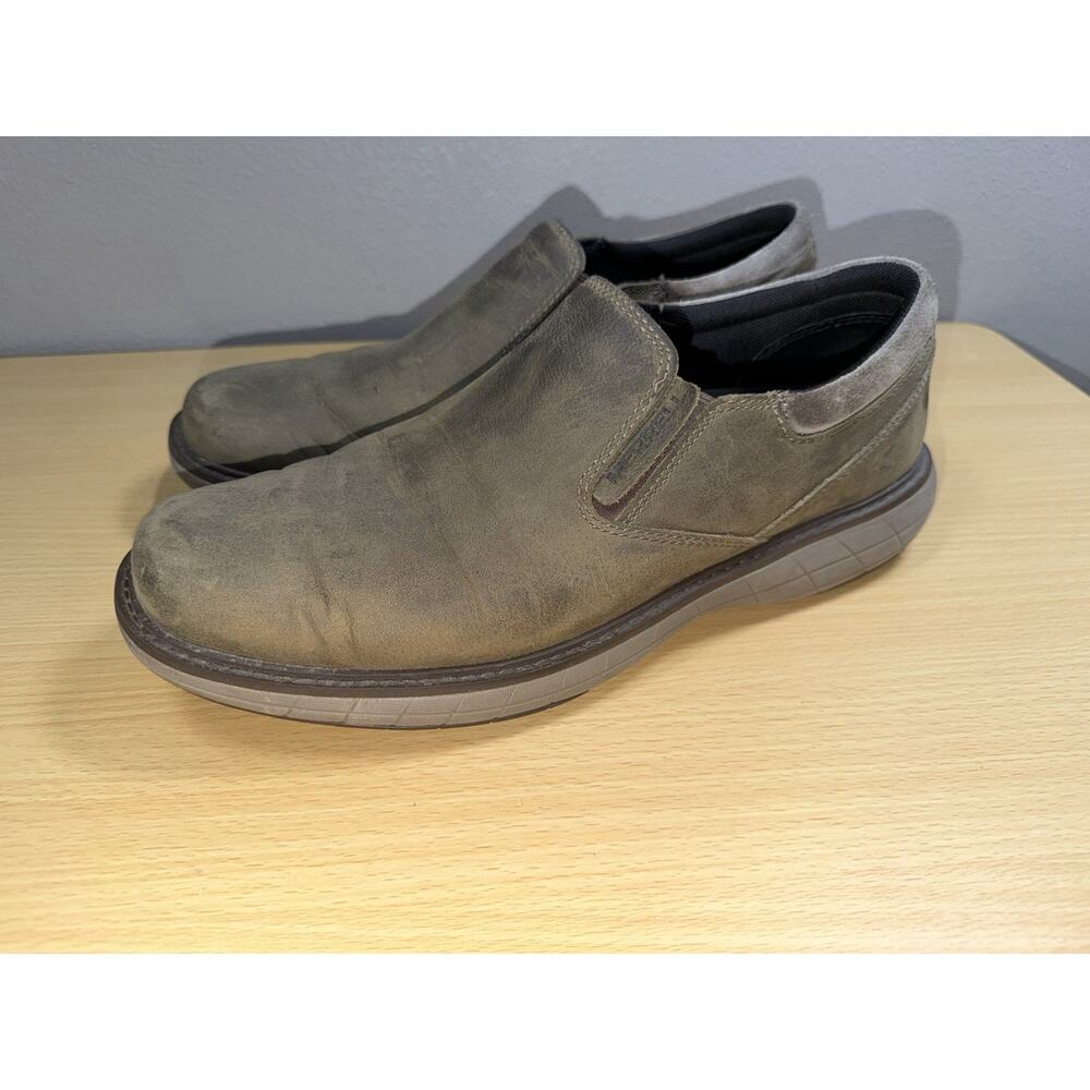 Merrell Mens Moc Sz 11.5 Brown Nubuck World Vue Slip-on Sneakers Loafers Shoes